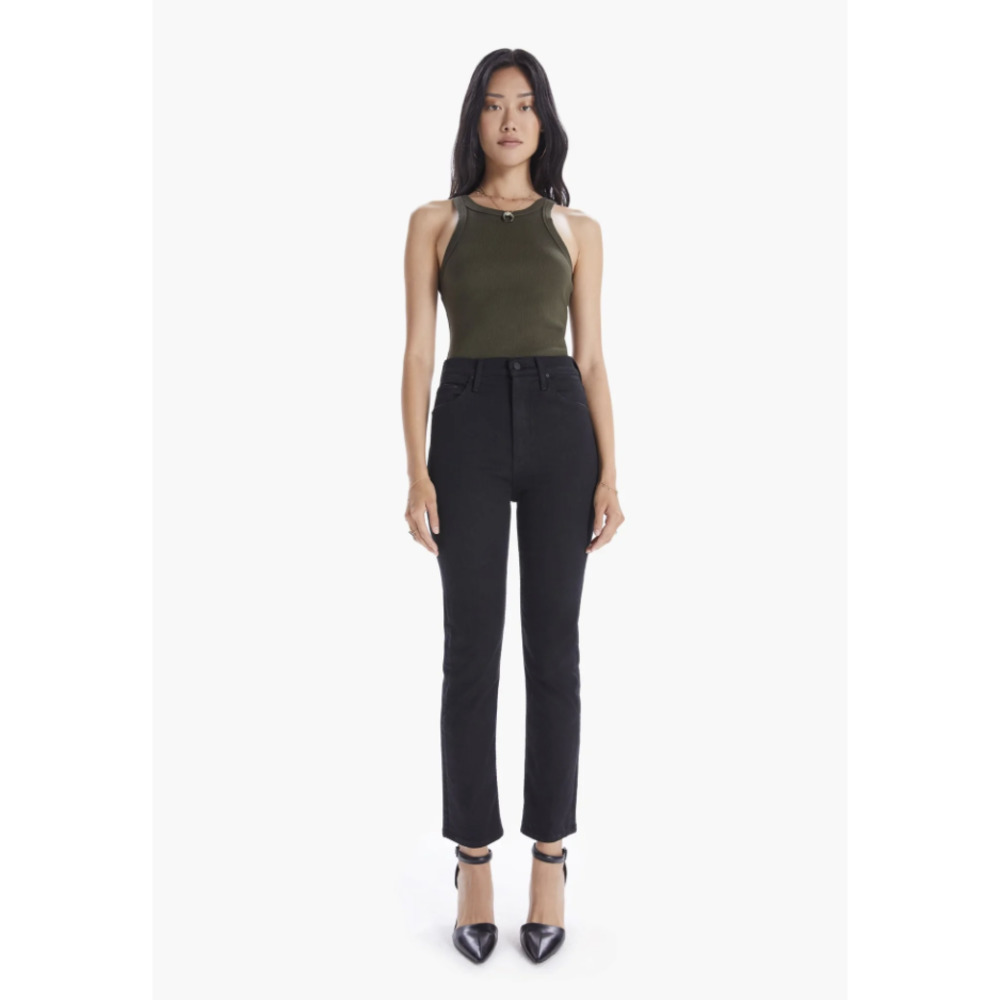 MOTHER High Waisted Rider Ankle Jeans Not Guilty Womens Sz 30 Black Ankle